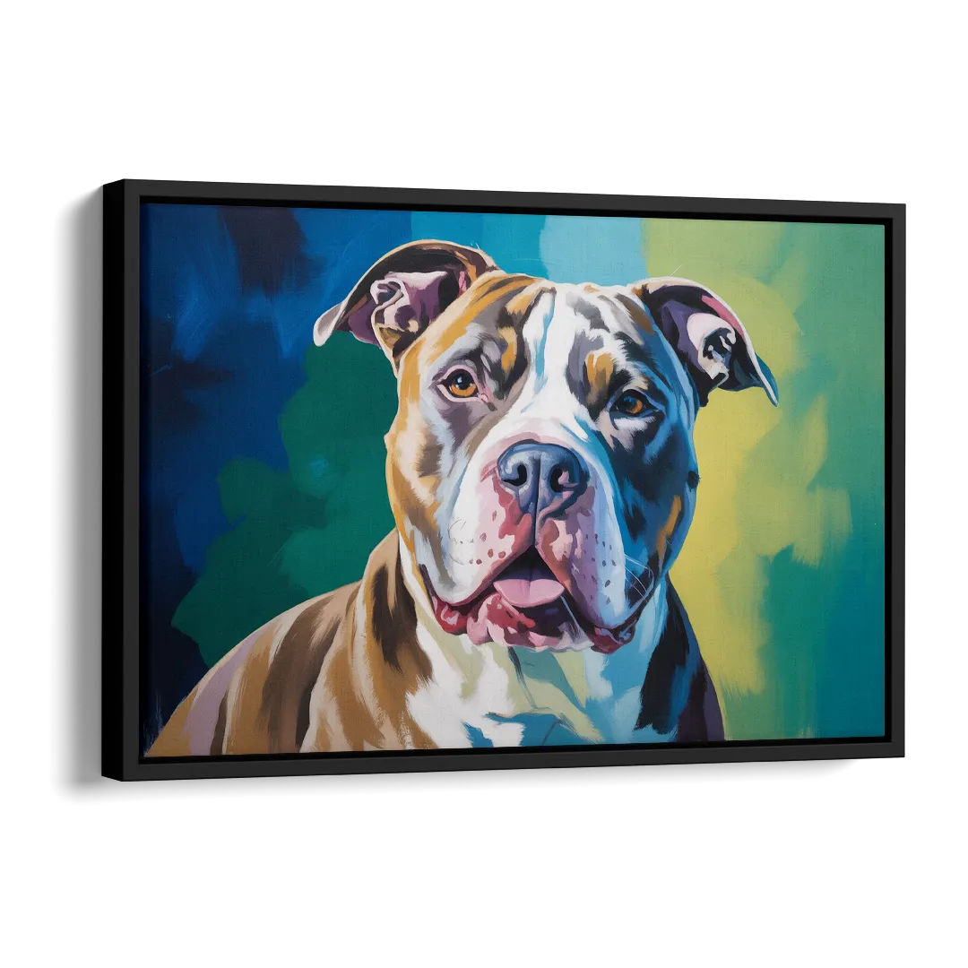 Iconic Pitbull Dog Side - Black Canvas Wall Art