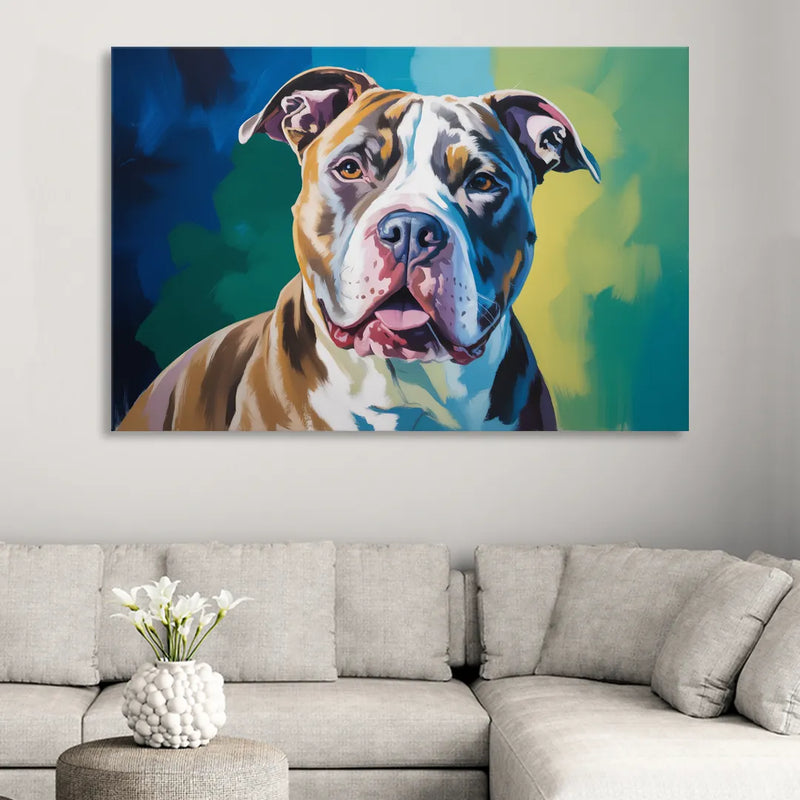 Iconic Pitbull Dog Living Room - Canvas Wall Art