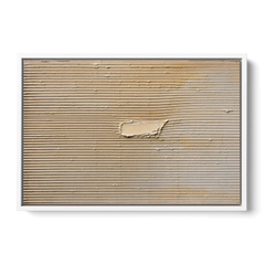 Impasto Wall Art of Combed Plaster Ridges - White Framed Canvas Wall Art - Front