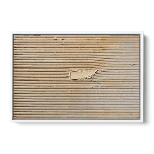 Impasto Wall Art of Combed Plaster Ridges - White Framed Canvas Wall Art - Front