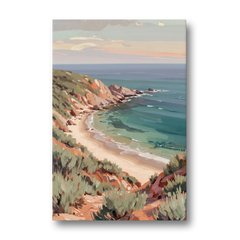Impressionist Beach Painting of a Clifftop Cove - Canvas Wall Art - Front