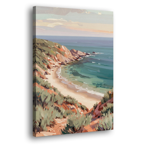 Impressionist Beach Painting of a Clifftop Cove - Canvas Wall Art - Side