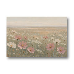 Impressionist Flower Painting of a Cosmos Meadow - Canvas Wall Art - Front