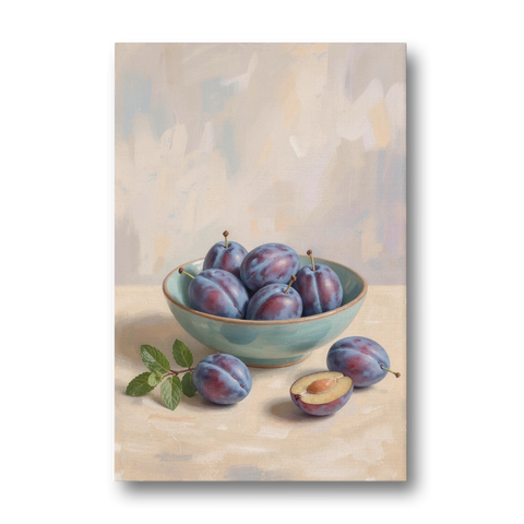 Impressionist Still Life Painting with Plums