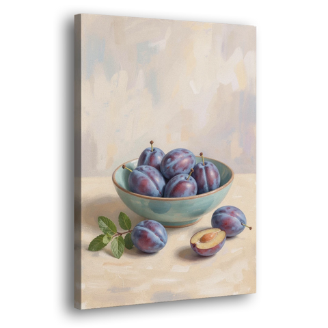 Impressionist Still Life Painting with Plums - Canvas Wall Art - Side