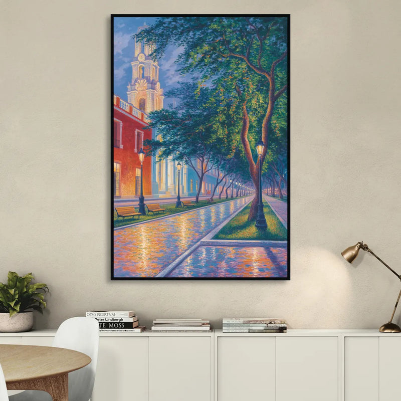 Independencia Park Evening Living Room - Black Canvas Wall Art
