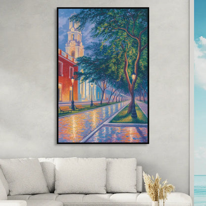 Independencia Park Evening Sitting Room - Black Canvas Wall Art