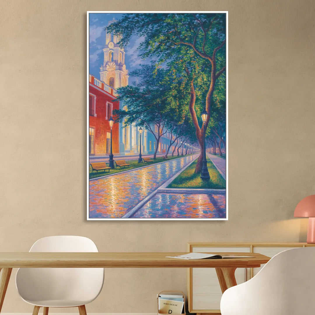 Independencia Park Evening Sitting Room - White Canvas Wall Art