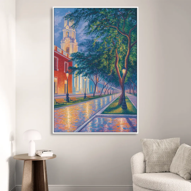 Independencia Park Evening Living Room - White Canvas Wall Art