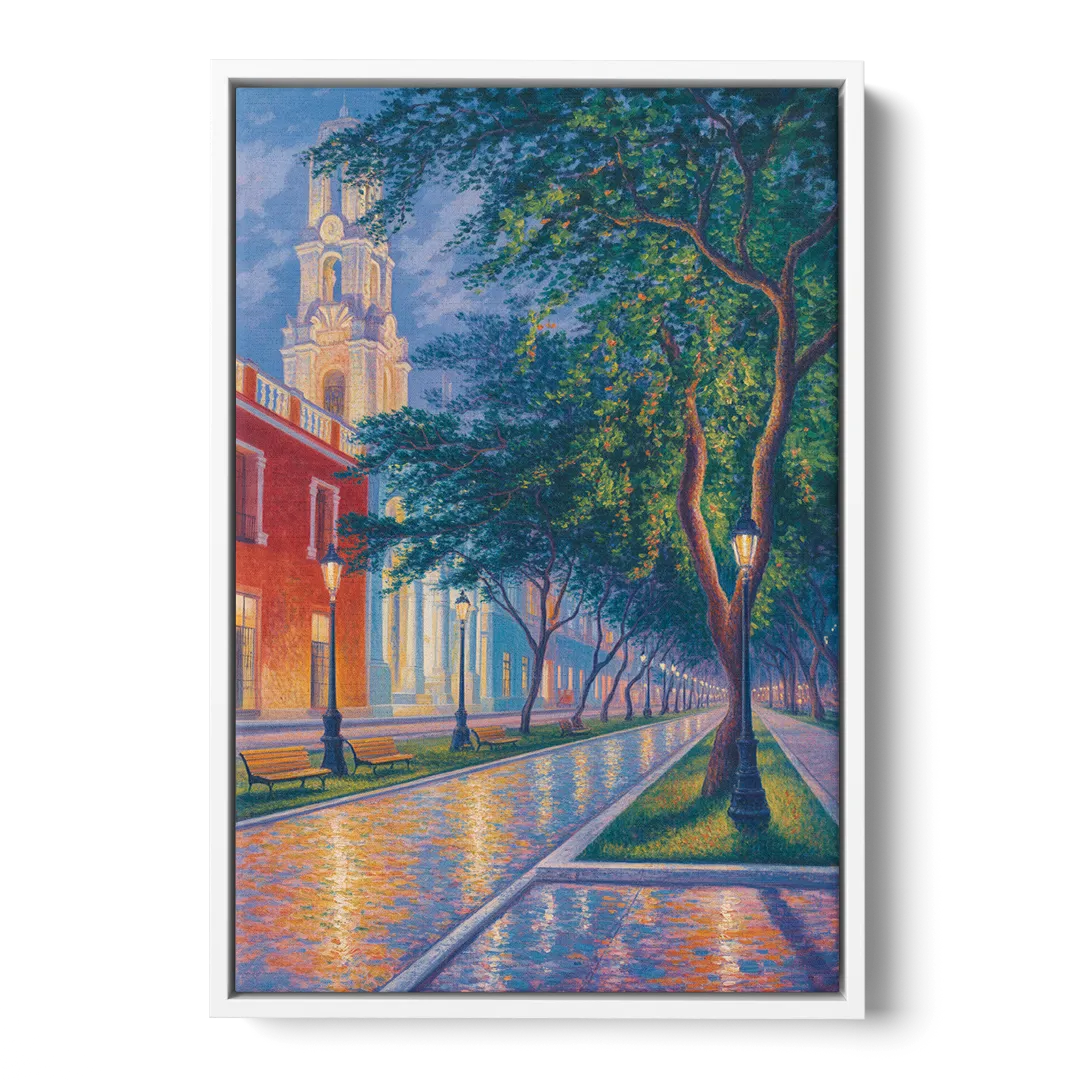 Independencia Park Evening Front - White Canvas Wall Art