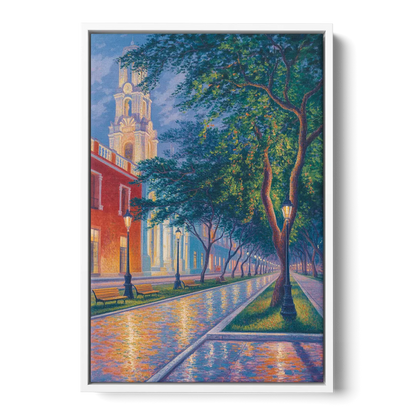 Independencia Park Evening Front - White Canvas Wall Art