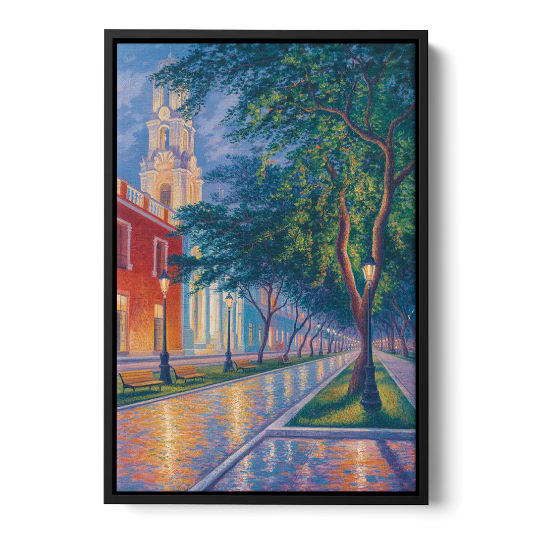 Independencia Park Evening Front - Black Canvas Wall Art