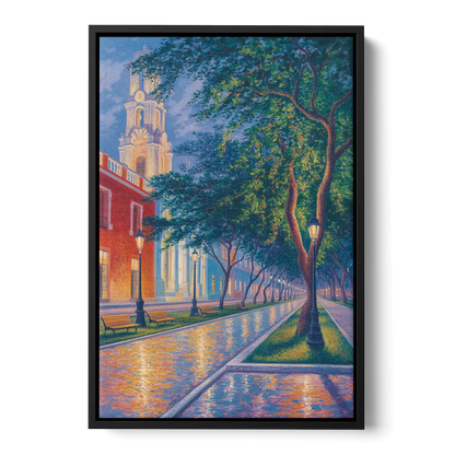 Independencia Park Evening Front - Black Canvas Wall Art