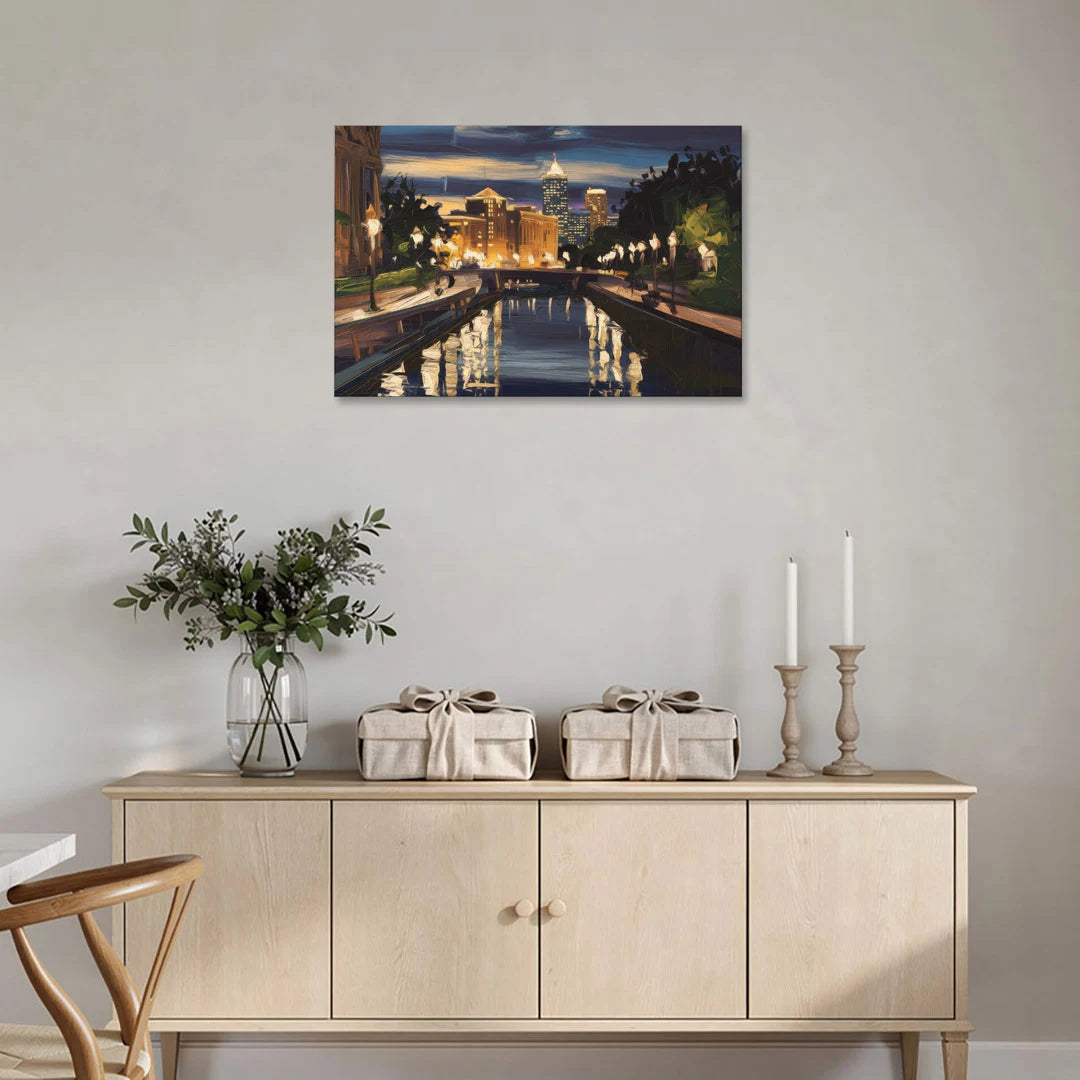 Indianapolis Canal Walk View - Canvas Wall Art - Coffee Table - 36x24