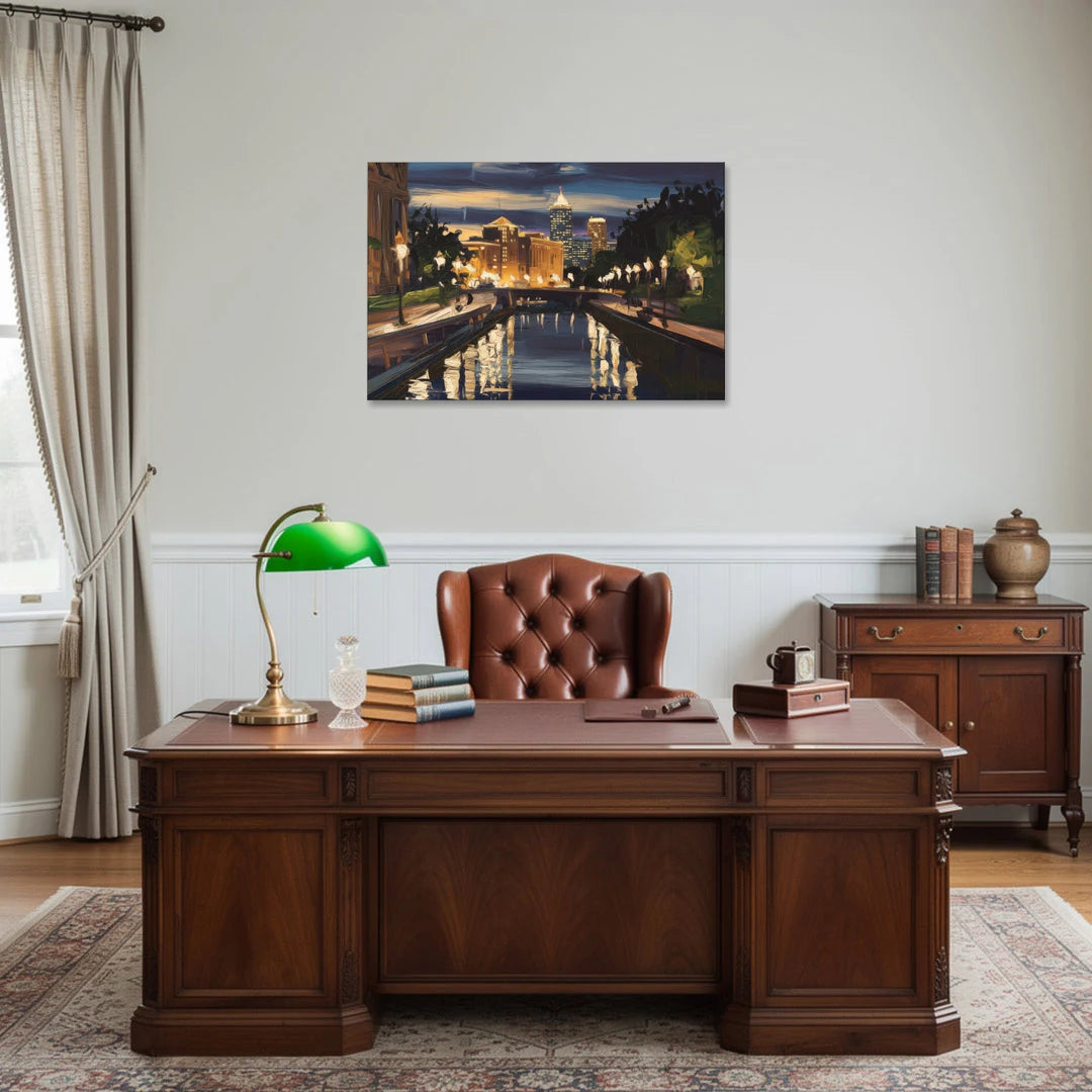 Indianapolis Canal Walk View - Canvas Wall Art - Office - 36x24