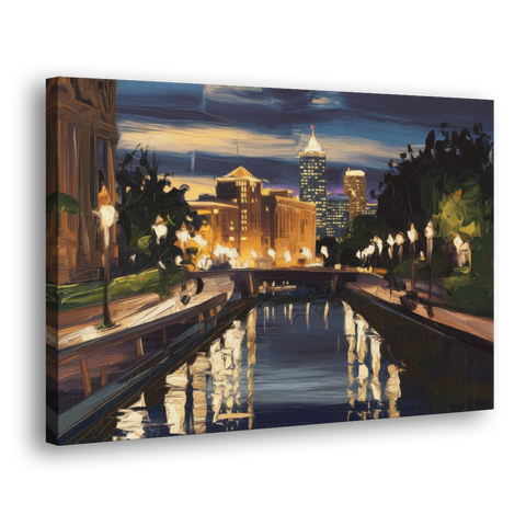Indianapolis Canal Walk View - Canvas Wall Art - Side