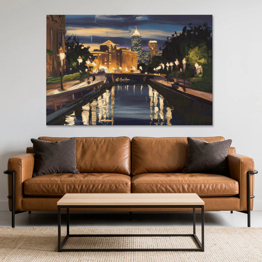 Indianapolis Canal Walk View - Canvas Wall Art - Sofa - 60x40
