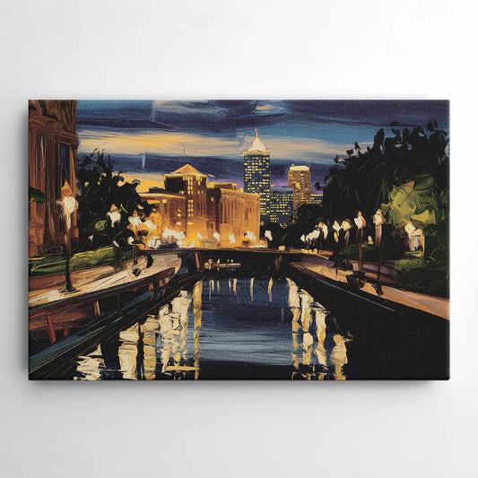 Indianapolis Canal Walk View - Canvas Wall Art