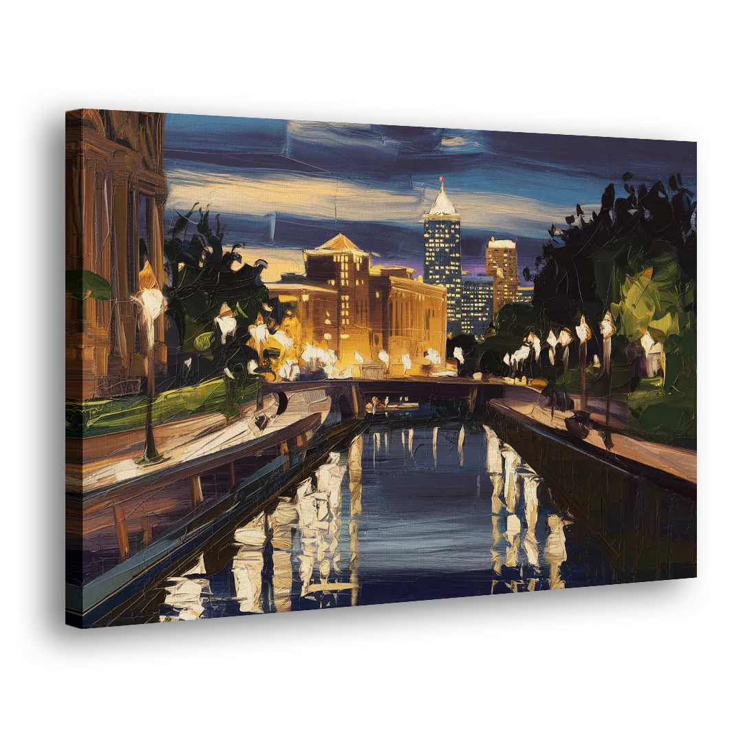 Indianapolis Canal Walk View Side - Canvas Wall Art