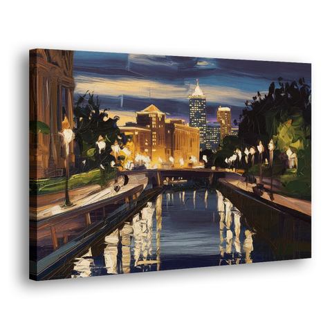 Indianapolis Canal Walk View - Canvas Wall Art