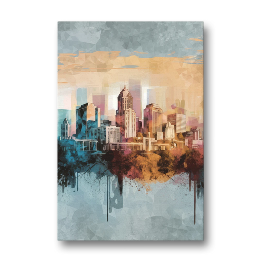 Indianapolis Cityscape in Watercolor - Canvas Wall Art - Front