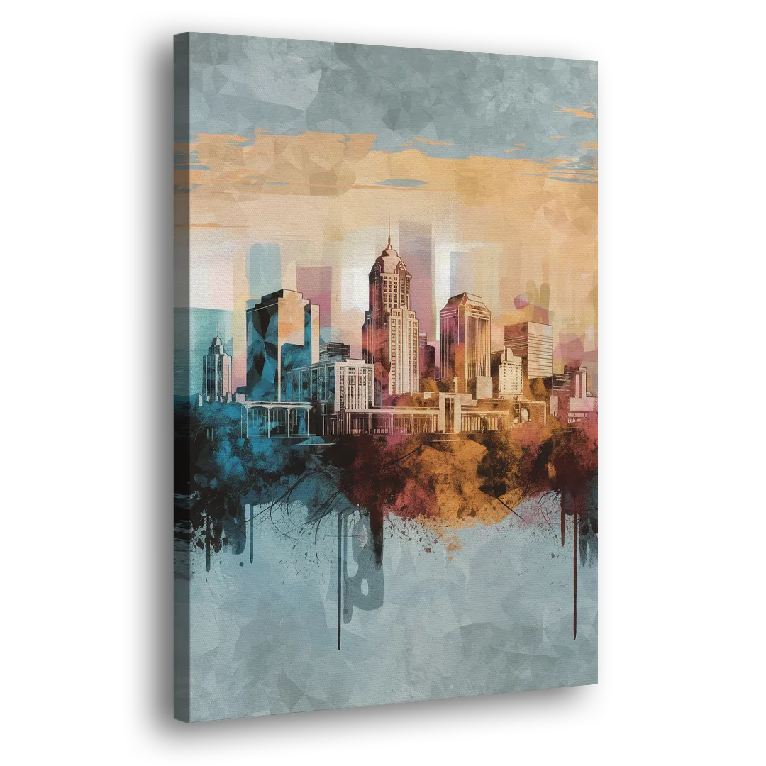 Indianapolis Cityscape in Watercolor Side - Canvas Wall Art