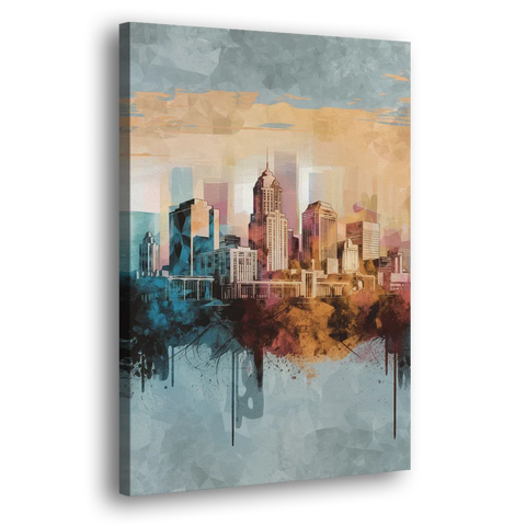 Indianapolis Cityscape in Watercolor - Canvas Wall Art