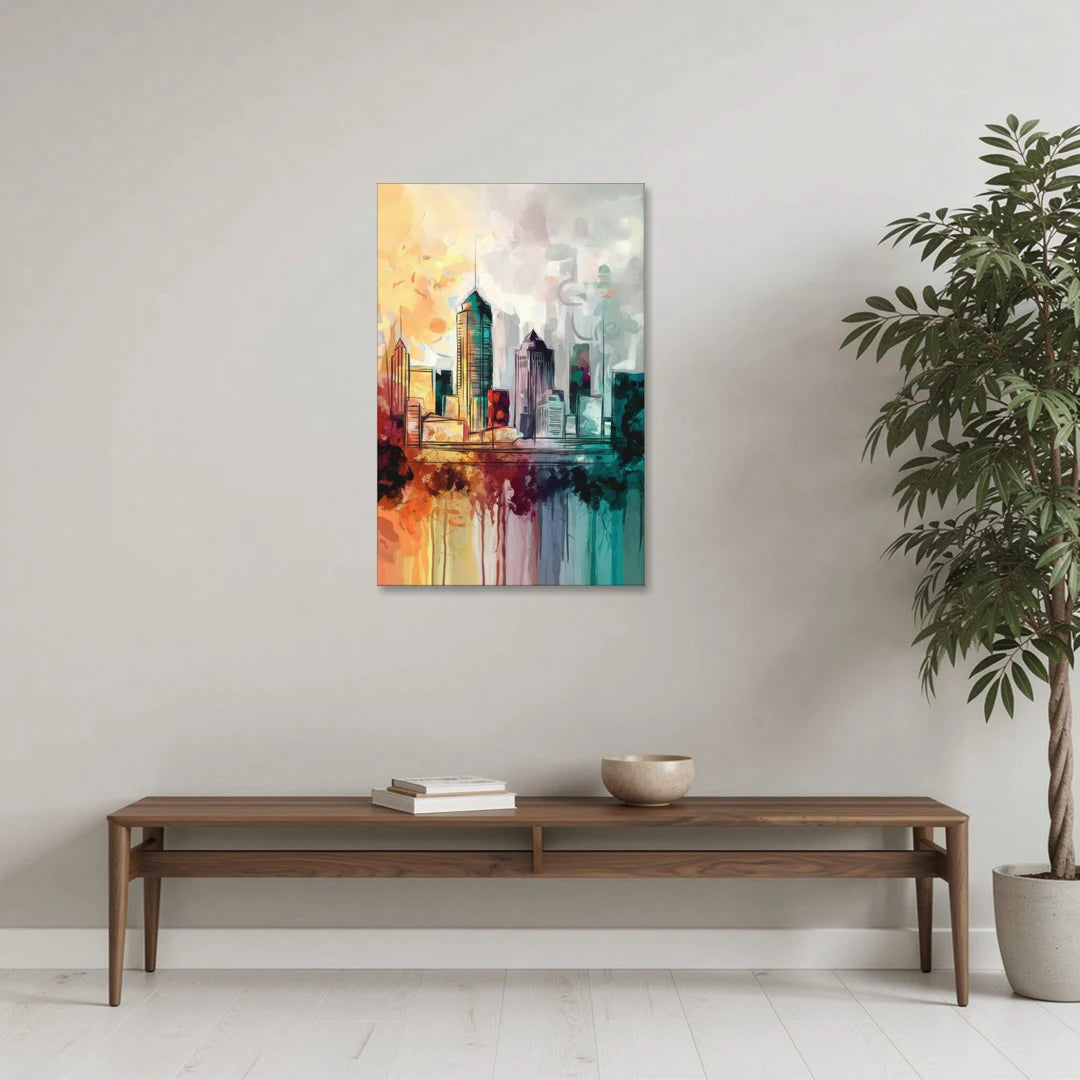 Indianapolis Downtown Skyline - Canvas Wall Art - Coffee Table - 24x36