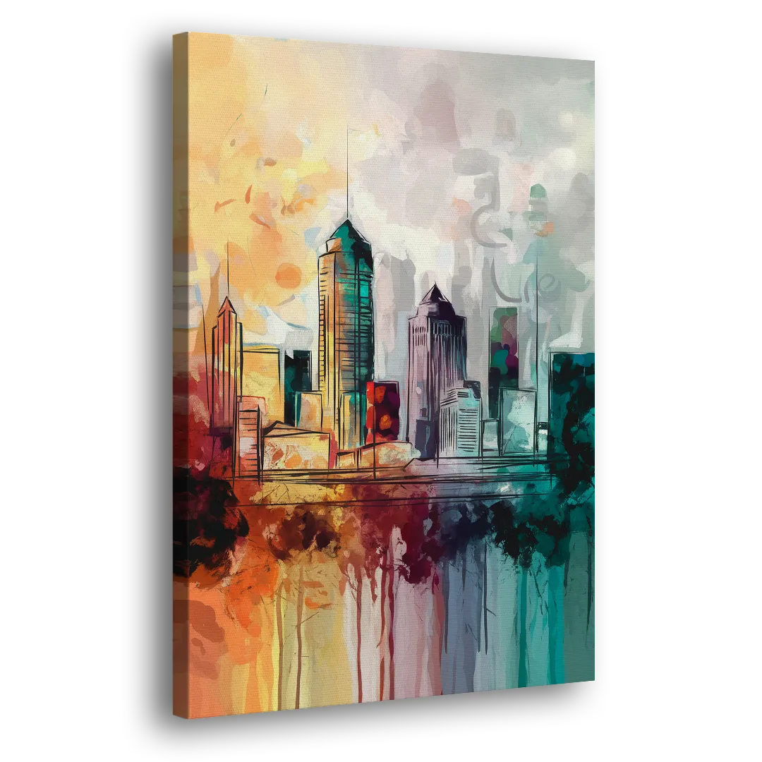 Indianapolis Downtown Skyline Side - Canvas Wall Art
