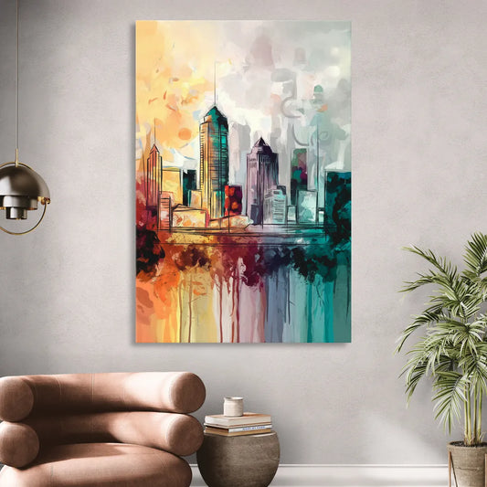 Indianapolis Downtown Skyline Living Room - Canvas Wall Art