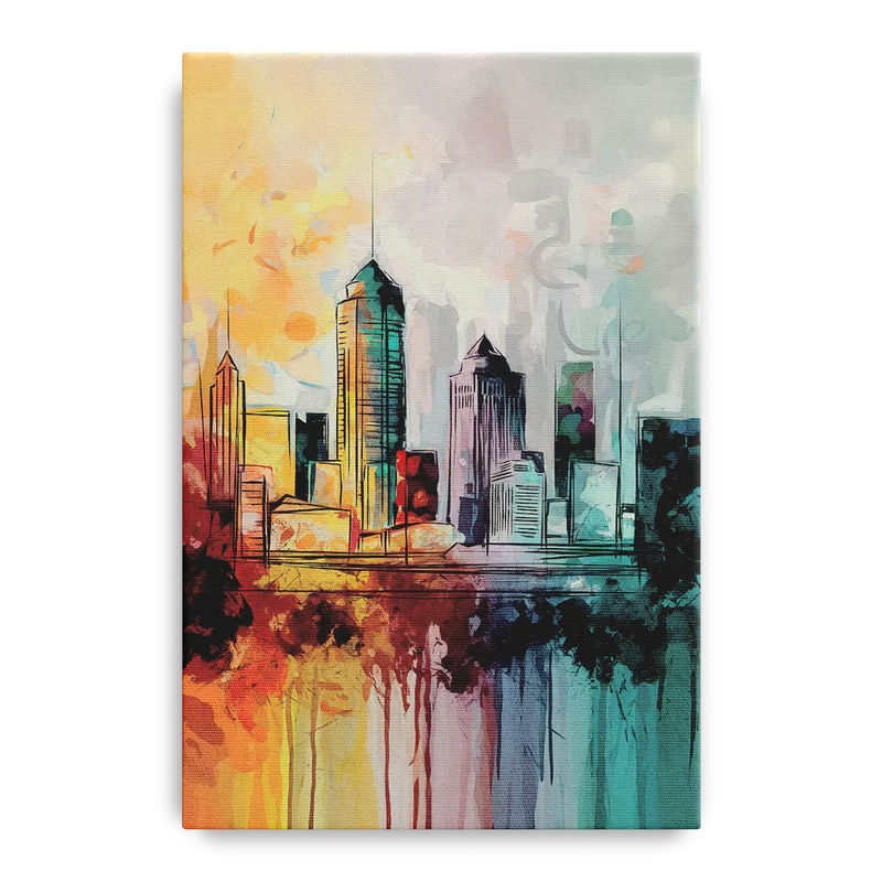 Indianapolis Downtown Skyline Front - Canvas Wall Art