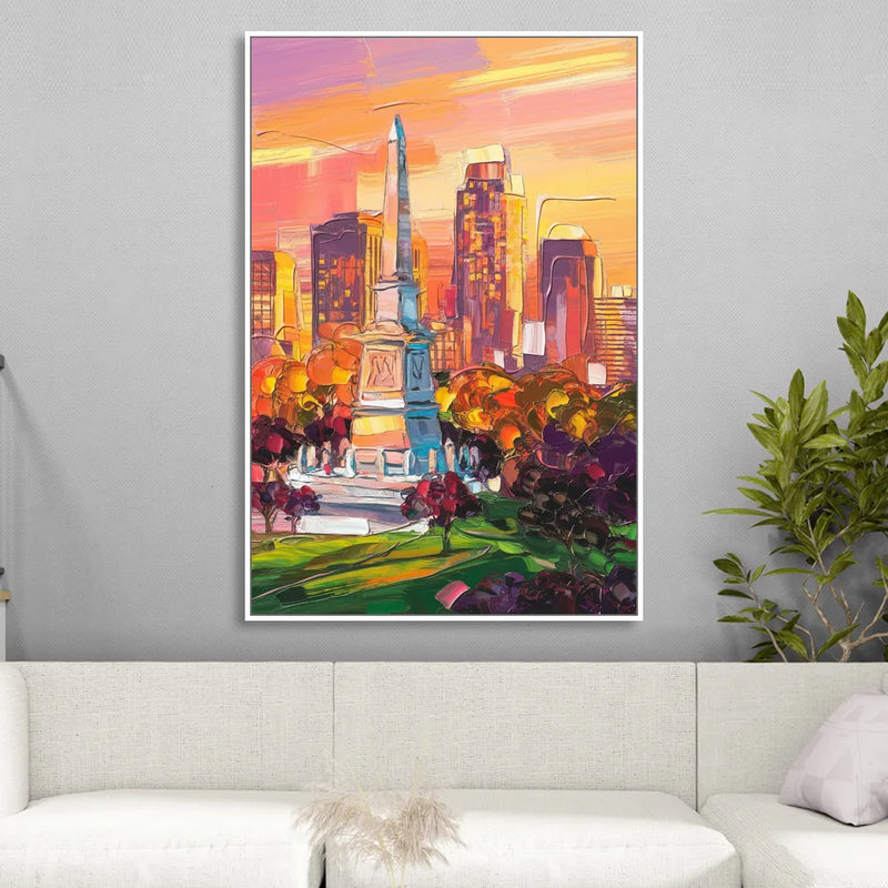 Indianapolis Historic Landmarks Living Room - White Canvas Wall Art