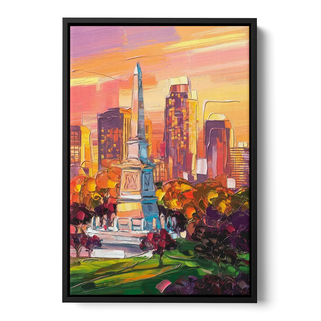 Indianapolis Historic Landmarks Front - Black Canvas Wall Art