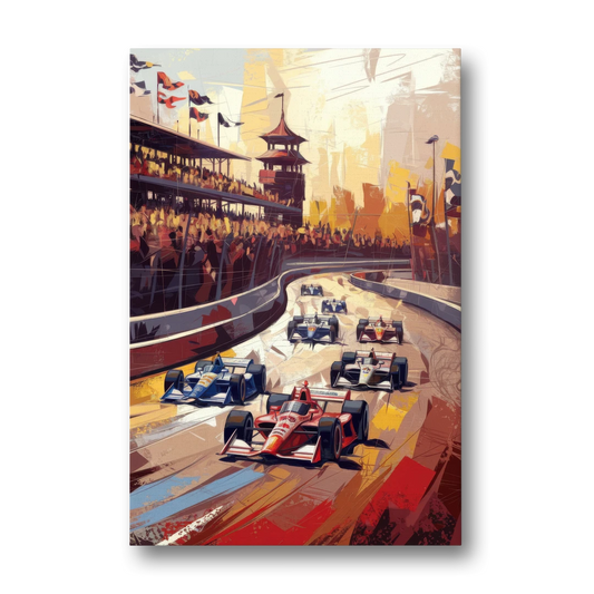 Indianapolis Motor Speedway Racing Scene - Canvas Wall Art - Front