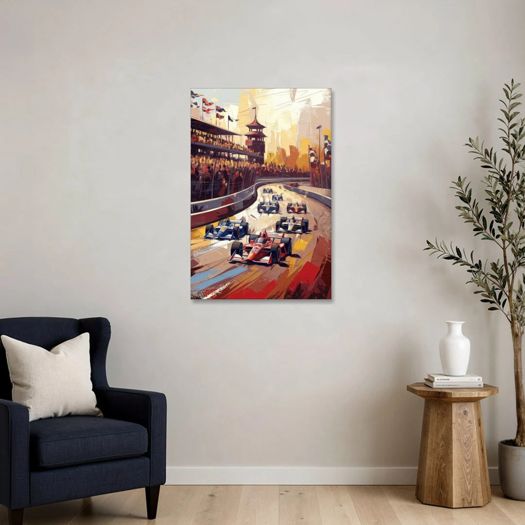 Indianapolis Motor Speedway Racing Scene - Canvas Wall Art - Sofa - 24x36