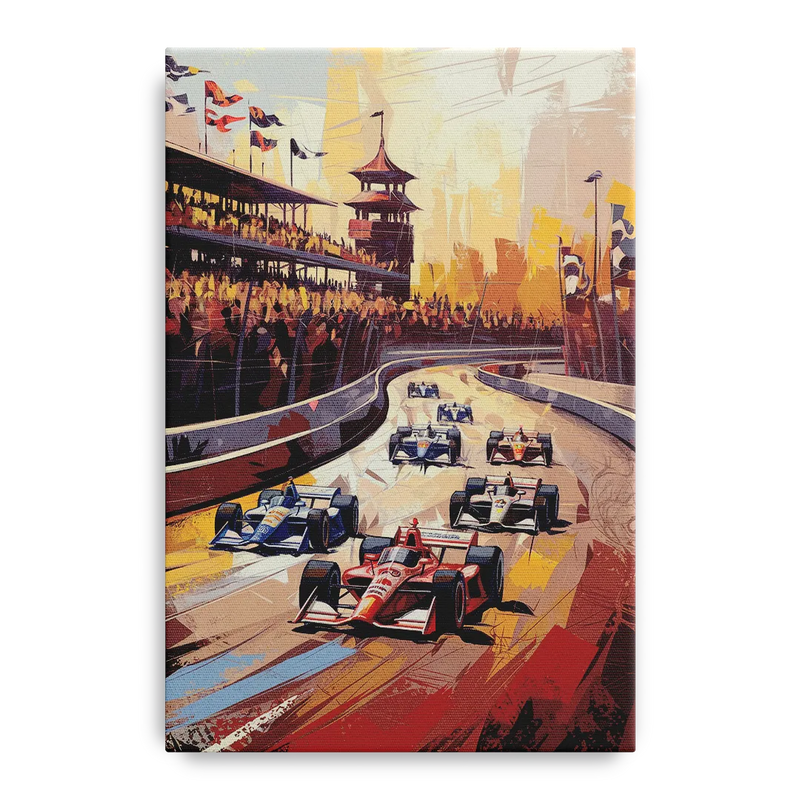 Indianapolis Motor Speedway Racing Scene Front - Canvas Wall Art