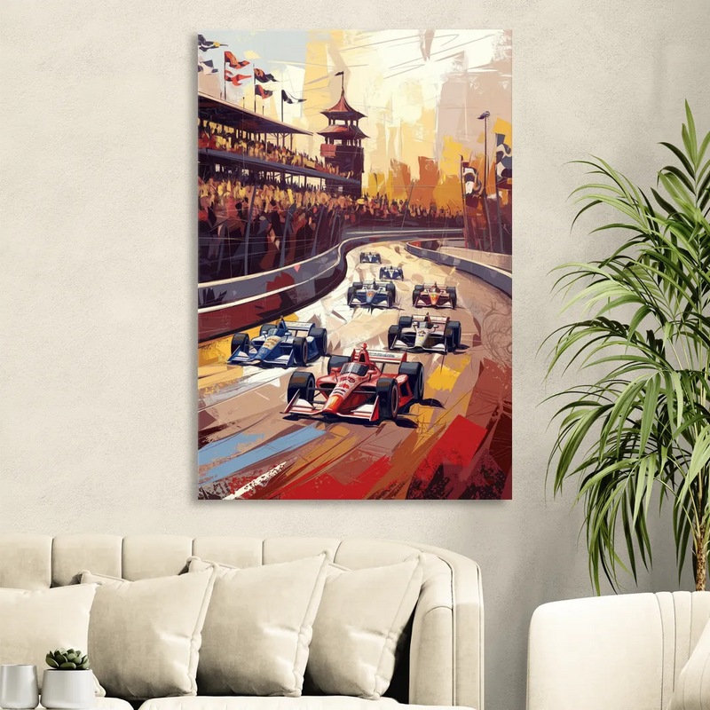 Indianapolis Motor Speedway Racing Scene Sitting Room - Canvas Wall Art