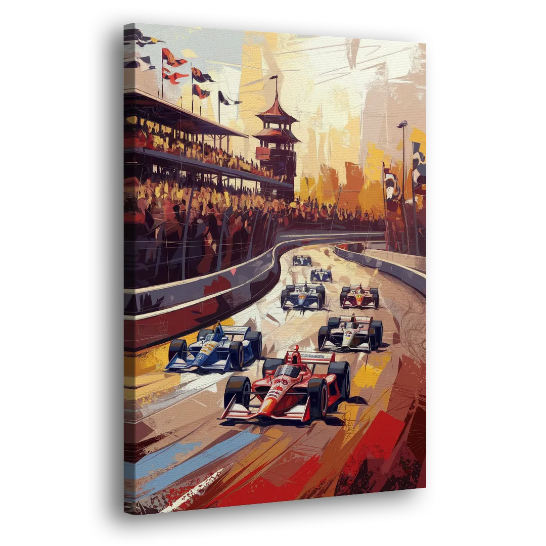 Indianapolis Motor Speedway Racing Scene Side - Canvas Wall Art