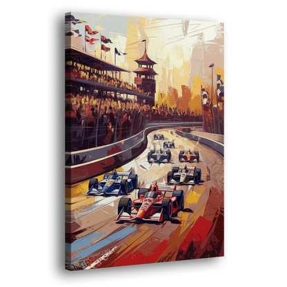 Indianapolis Motor Speedway Racing Scene Side - Canvas Wall Art