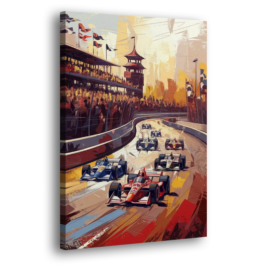 Indianapolis Motor Speedway Racing Scene Side - Canvas Wall Art