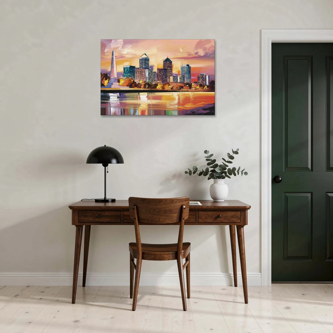 Indianapolis Skyline At Sunset - Canvas Wall Art - Office - 36x24