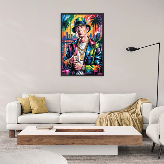 Infinite Bars - Living Room Black Frame Canvas