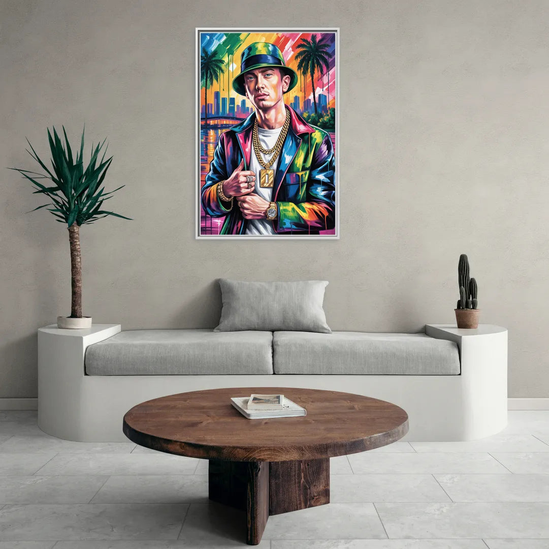 Infinite Bars - Living Room White Frame Canvas