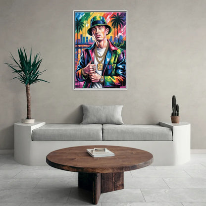 Infinite Bars - Living Room White Frame Canvas