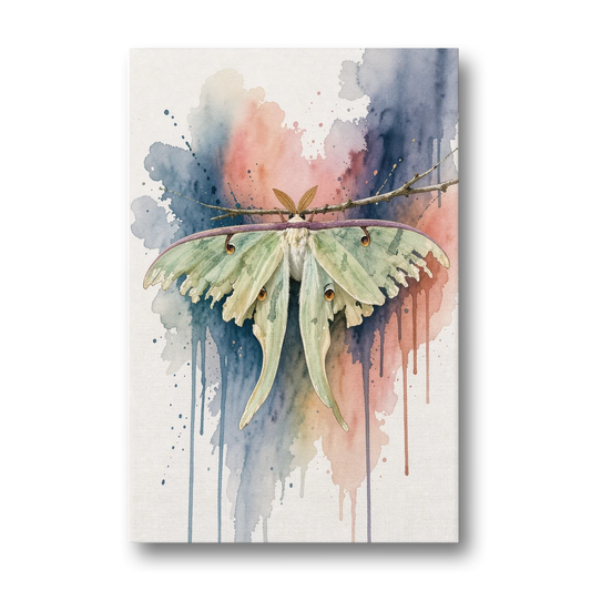 Insect Wall Art with a Luna Moth at Dusk - Canvas Wall Art - Front