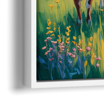 Inspirational Cow and Mountain - Close-Up White Frame Canvas