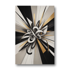 Intertwined Elegance Black White and Gold Abstract - Canvas Wall Art - Front