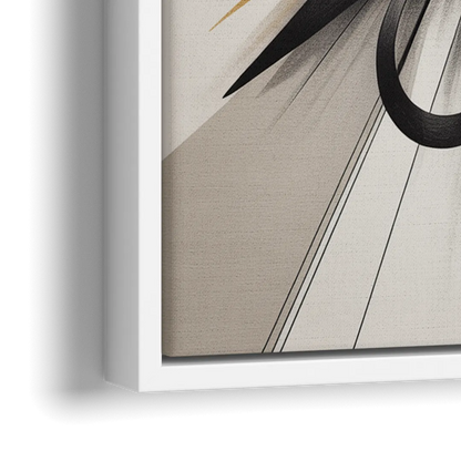 Intertwined Elegance Black White and Gold Abstract - Close-Up White Frame Canvas