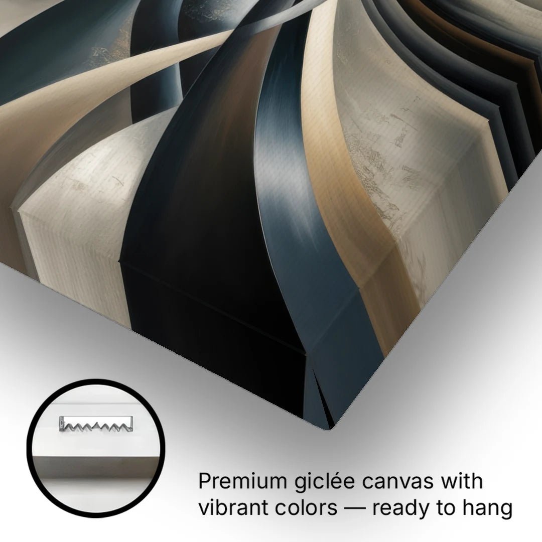 Intertwined Elegance Black and Grey Abstract - Canvas Wall Art - Gallery Wrap Corner