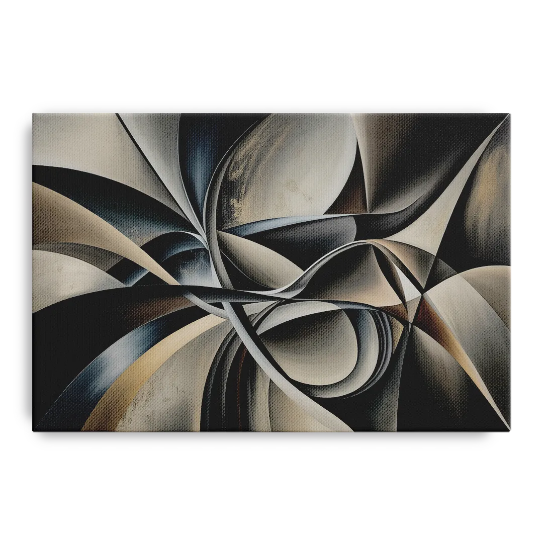 Intertwined Elegance Black and Grey Abstract Front - Canvas Wall Art